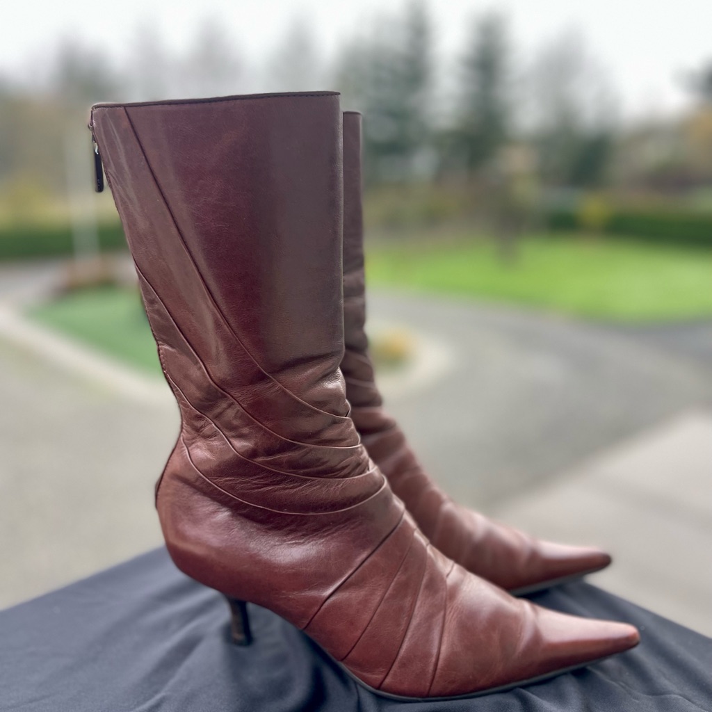 Aldo Brown Heeled Leather Boots - 6.5
